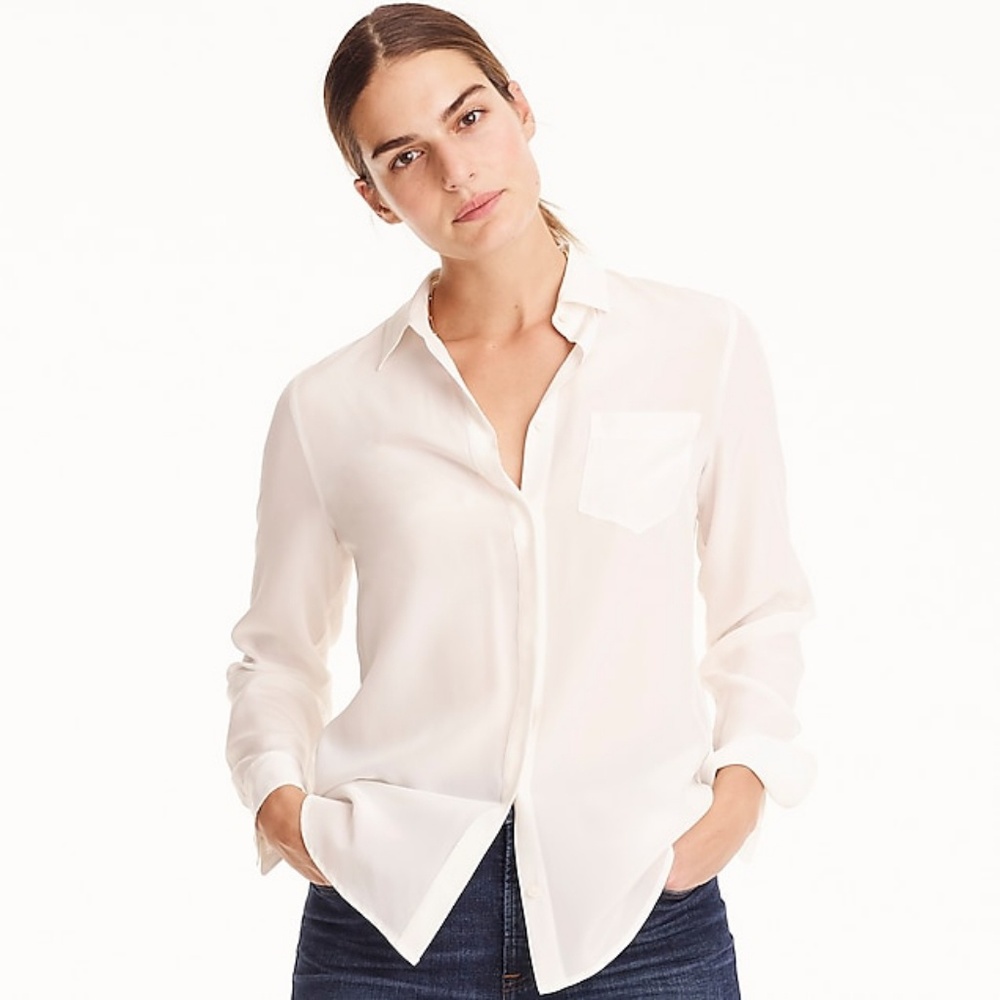 NWOT J.Crew Silk Blouse in Ivory